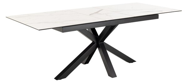 Asztal Norsica 676, 76x90cm, Fekete, Fehér márvány