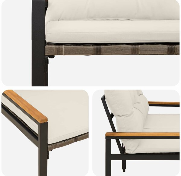 VidaXL Kerti pad 2 -Seater 116 x 67,5 x 72 cm polirattan Krémfehér
