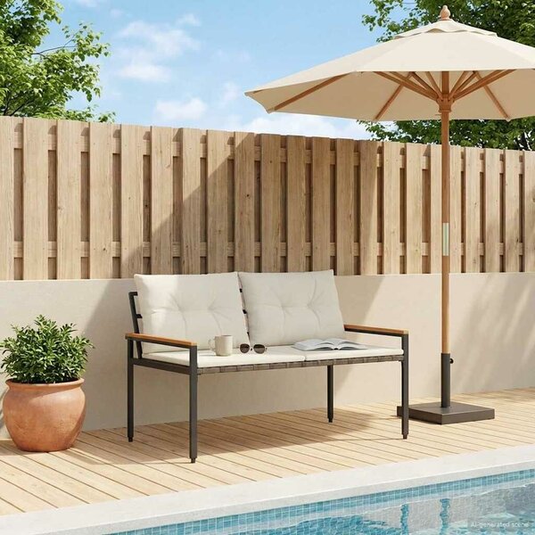 VidaXL Kerti pad 2 -Seater 116 x 67,5 x 72 cm polirattan Krémfehér