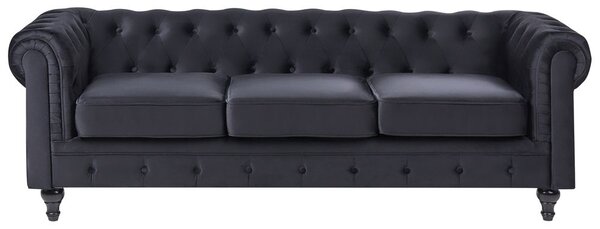 Kanapé 3 személyes CHESTERFIELD Bársony Fekete