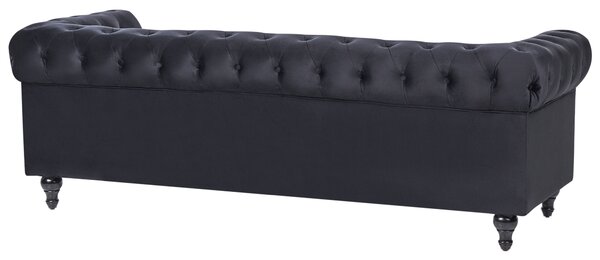 Kanapé 3 személyes CHESTERFIELD Bársony Fekete