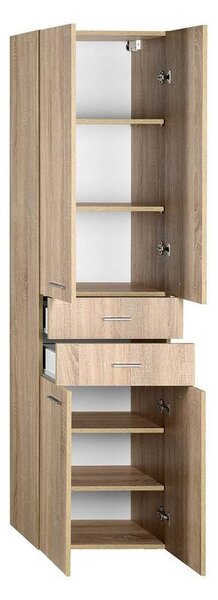 Aqualine Aqualine, ZOJA / KERAMIA FRESH szekrény magas 50x184x29cm, platina tölgy, fiókok, 51296