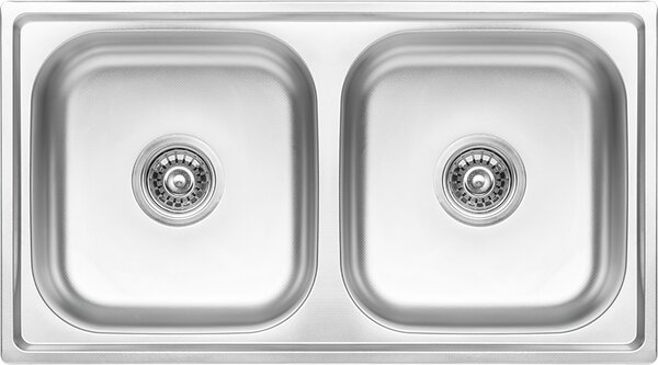 Kuchinox Standard, 2 rekeszes rozsdamentes mosogató 780x430x195 mm, rovátkolt díszítéssel, acél, LAV-SKS_320T