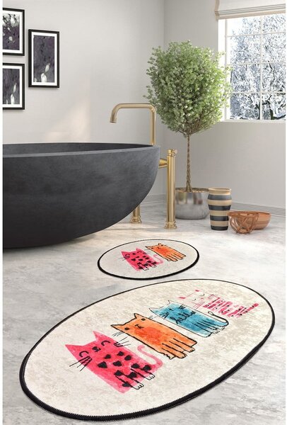 Világosbarna fürdőszobai kilépő szett 2 db-os 60x100 cm Baby Cats – Foutastic