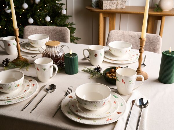 16 darabos étkészlet MARJORAM Porcelán Fehér