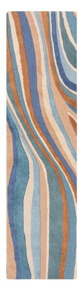 Kék kézi szövésű gyapjú futószőnyeg 60x230 cm Abstract Flow – Flair Rugs