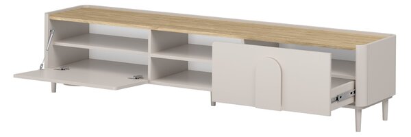 Amilio fiókos lábas TV szekrény 220 cm - kasmír / olajozott tölgy / kasmír fogantyúk