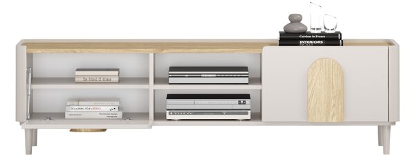 Amilio RTV szekrény 170 cm - kasmír / olajozott tölgy / világos tölgy fogantyú