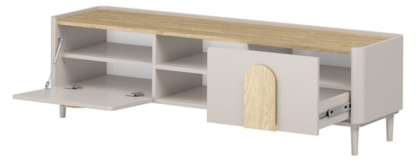 Amilio RTV szekrény 170 cm - kasmír / olajozott tölgy / világos tölgy fogantyú