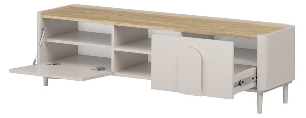 Amilio RTV szekrény 170 cm - kasmír / olajozott tölgy / kasmír fogantyú