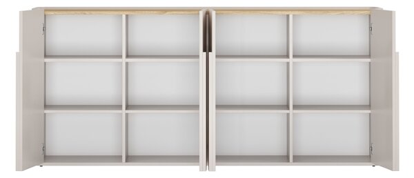 Amilio négyajtós komód 200 cm - kasmír / olajozott tölgy / kasmír fogantyúk
