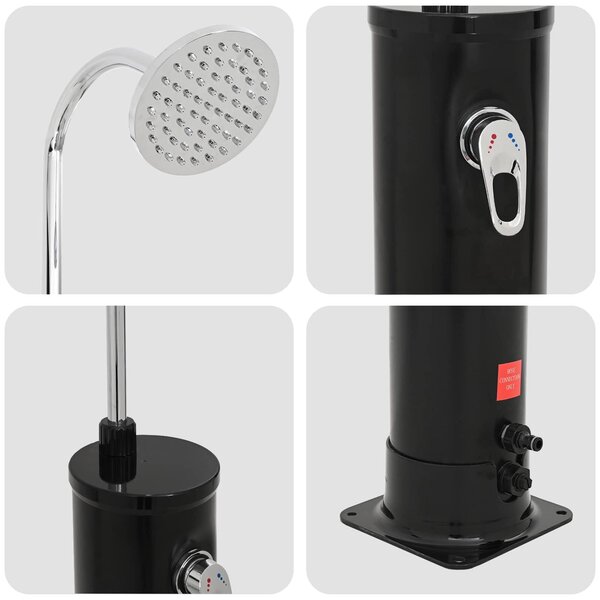 VidaXL Napenerős Zuhany Zuhanyfejjel 20 l PVC, ABS, Cinkötvözet Fekete