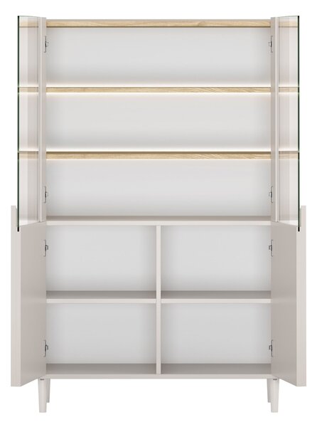 Amilio kétajtós lábas vitrin 100 cm - kasmír / olajozott tölgy / kasmír fogantyúk