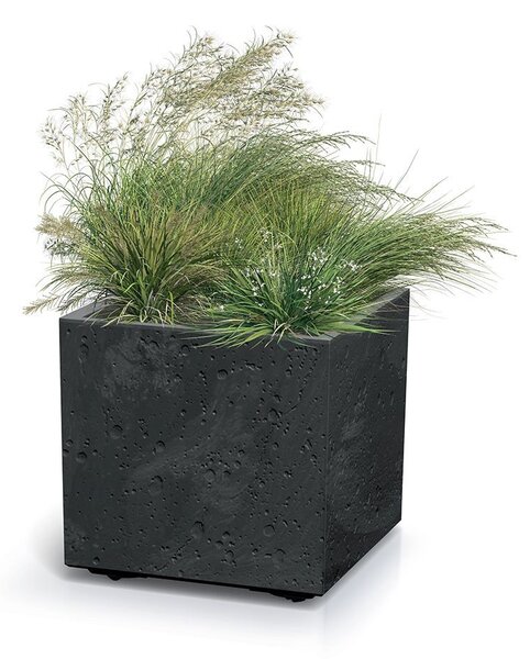 Prosperplast SIERRA SQUARE virágcserép ,beton effekt 38,5 cm antracit