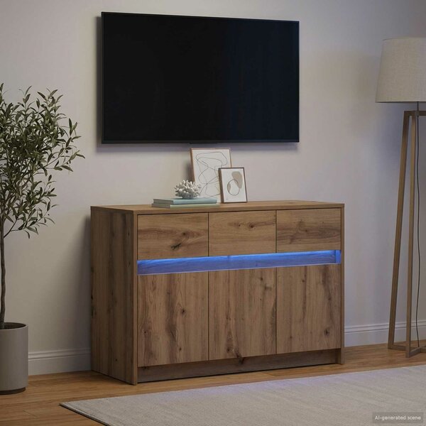 VidaXL TV szekrény 91 x 34 x 61 cm Kézműves Tölgy Szerelt Fa