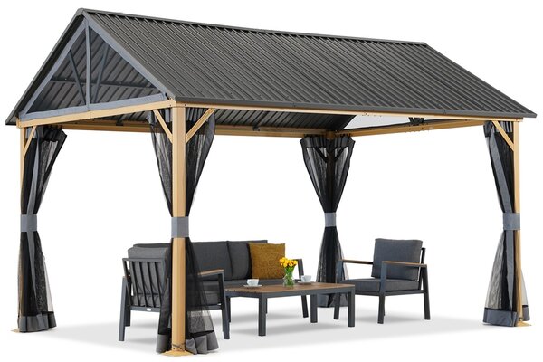 Teramo fém kerti pavilon szúnyoghálóval 3x4 Garden Point