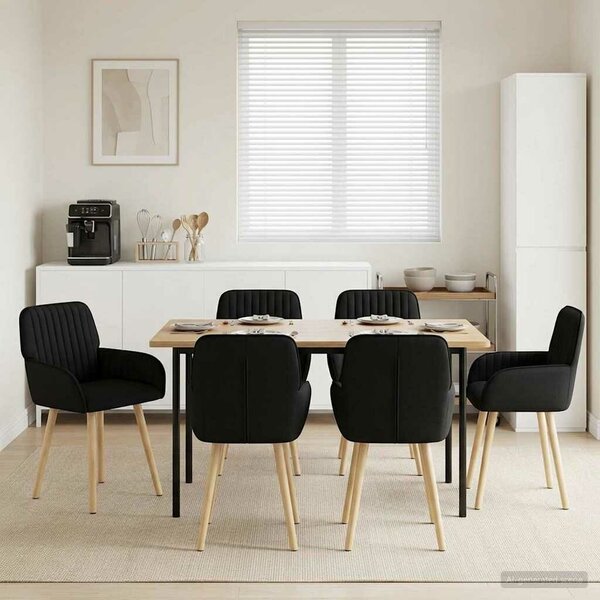 VidaXL Étkező Székek 6 db Szövet Fekete 56,5 x 50 x 87,5 cm