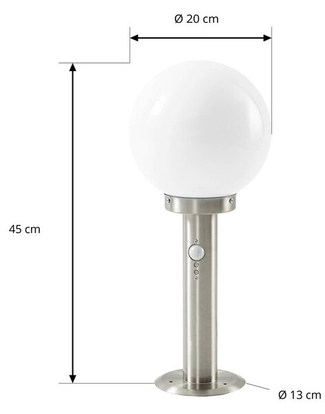 Lindby Vedran talapzati lámpa, 45 cm, rozsdamentes acél, érzékelővel, dimmelhető, Alu / szürke / cink, Rozsdamentes acél, Modern