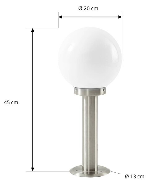Lindby Vedran talapzati világítás, magasság 45 cm, PMMA, rozsdamentes acél, dimmelhető, Alu / szürke / cink, Műanyag, Modern