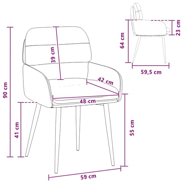 VidaXL Étkező Székek 6 db Bársony Türkiz 59 x 59,5 x 90 cm