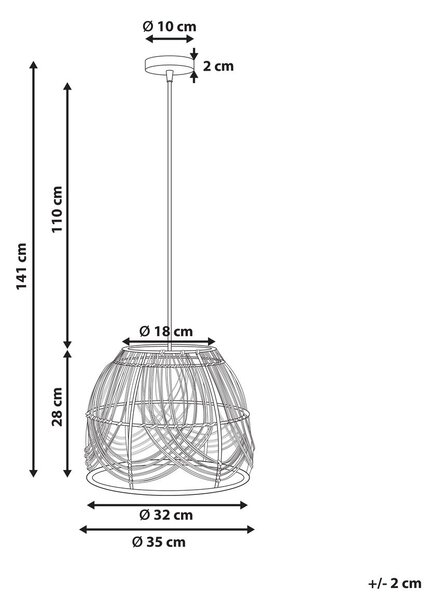 Függőlámpa POSTRERO Rattan Természetes