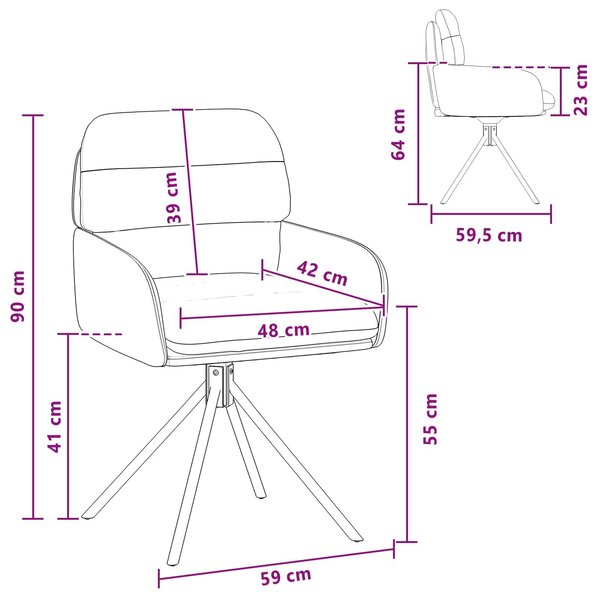 VidaXL Forgós Étkezős Székek 2 db Műbőr Bordó 59x59,5x90cm