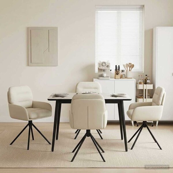 VidaXL Forgós Étkezős Székek 4 db Műbőr Krémszínű 59 x 59,5 x 90 cm