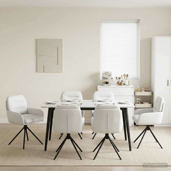VidaXL Forgós Étkezős Székek 6 db Műbőr Fehér 59 x 59,5 x 90 cm