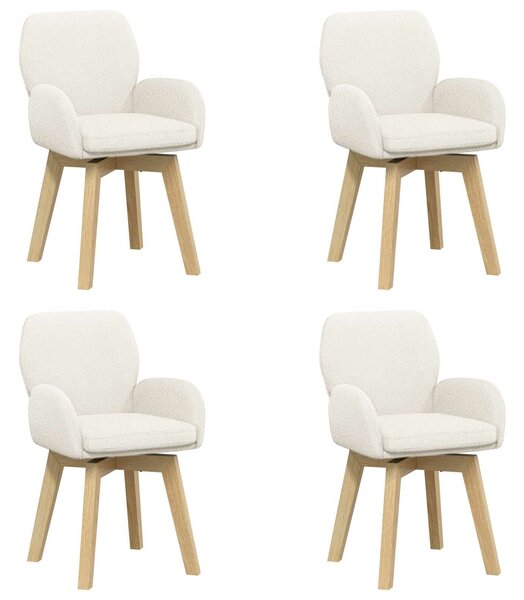 VidaXL Forgós Étkezős Székek 4 db Bouclé Krémszínű 54 x 58 x 87 cm