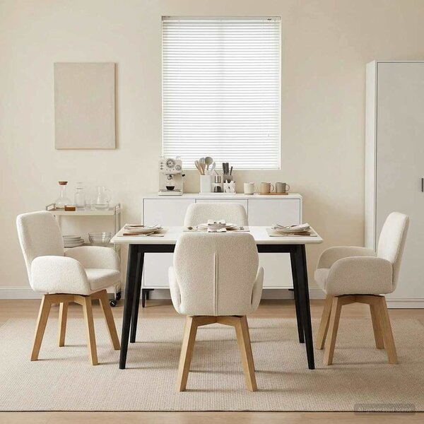 VidaXL Forgós Étkezős Székek 4 db Bouclé Krémszínű 54 x 58 x 87 cm