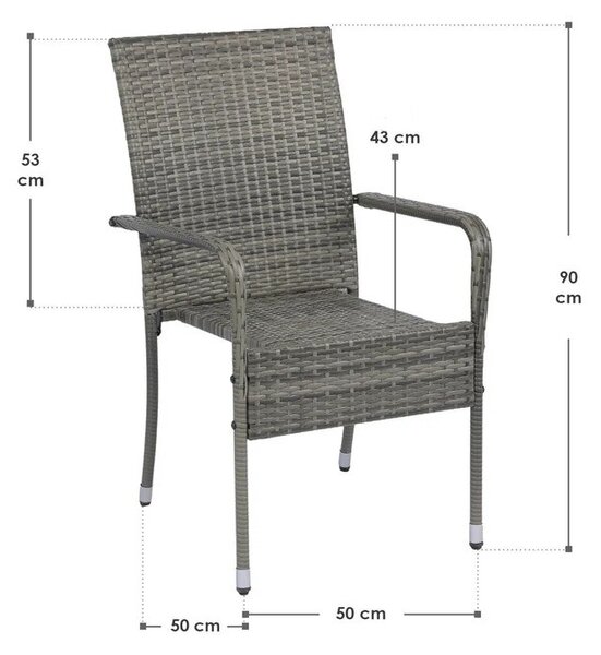 Juskys Yoro rattan székek 2 darabos - szürke