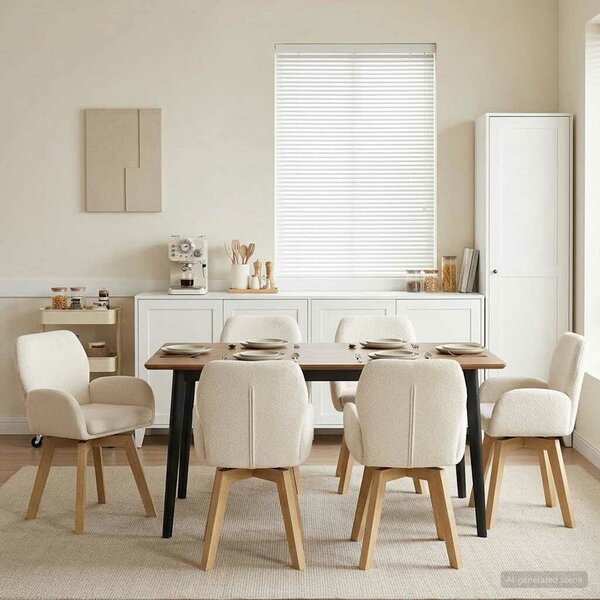 VidaXL Forgós Étkezős Székek 6 db Bouclé Krémszínű 54 x 58 x 87 cm