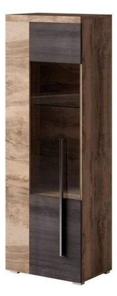 Könyvespolc Sorciro 104, Ajtókkal, Zárt, Üveg, Laminált forgácslap, 160x55x35cm, Sötét tölgy, Dió