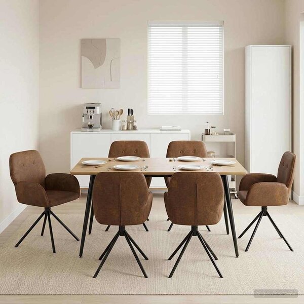 VidaXL Forgós Étkezős Székek 6 db Műsuede Bőr Barna 54 x 55 x 86 cm