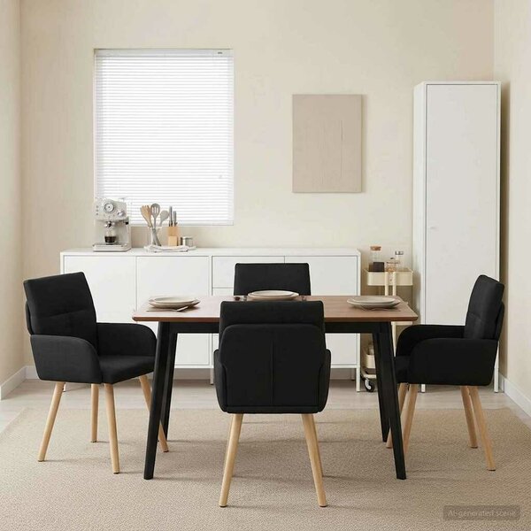 VidaXL Étkező Székek 4 db Szövet Fekete 60 x 56 x 96 cm