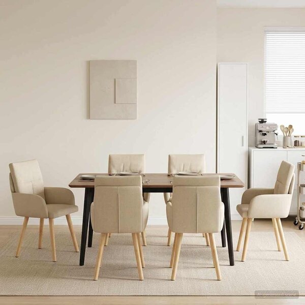 VidaXL Étkező Székek 4 db Szövet Krémszínű 60 x 56 x 96 cm