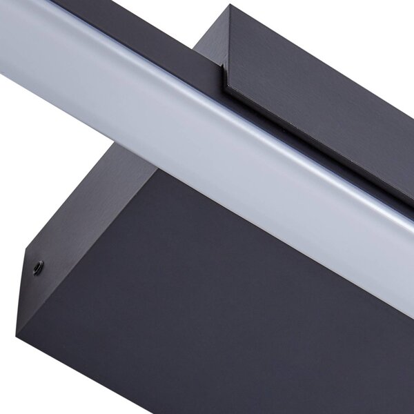 Lucande LED tükörlámpa Kivana, fekete, fém, 120cm IP44, Fekete, Fürdőszoba, Alumínium, Modern