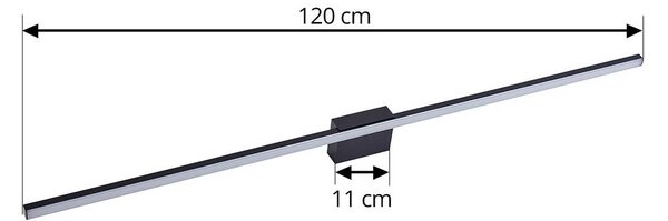 Lucande LED tükörlámpa Kivana, fekete, fém, 120cm IP44, Fekete, Fürdőszoba, Alumínium, Modern