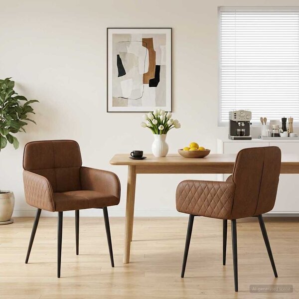 VidaXL Étkező Székek 2 db Műsuede Bőr Barna 59 x 56,5 x 85 cm