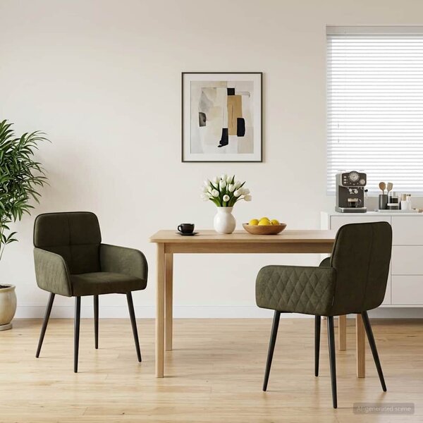 VidaXL Étkező Székek 2 db Műsuede Bőr Katonai zöld 59x56,5x85cm