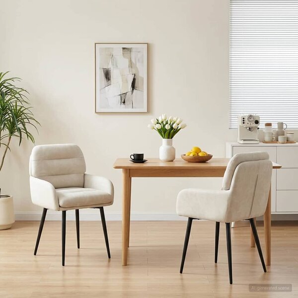 VidaXL Étkező Székek 2 db Bársony Krémszínű 59 x 59,5 x 90 cm