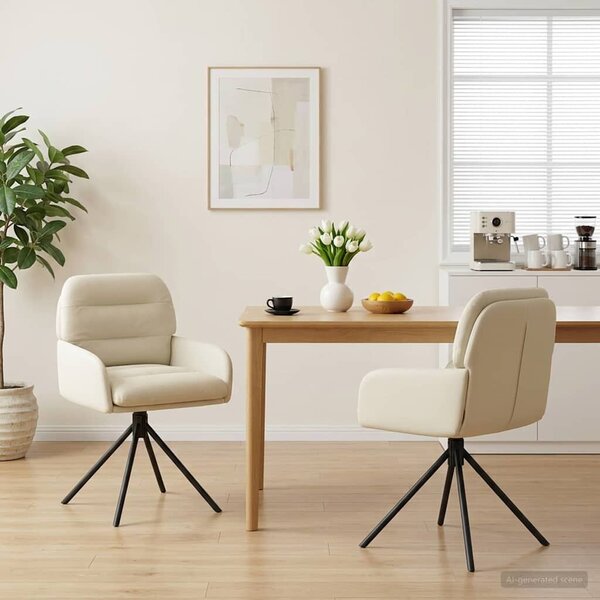 VidaXL Forgós Étkezős Székek 2 db Műbőr Krémszínű 59 x 59,5 x 90 cm