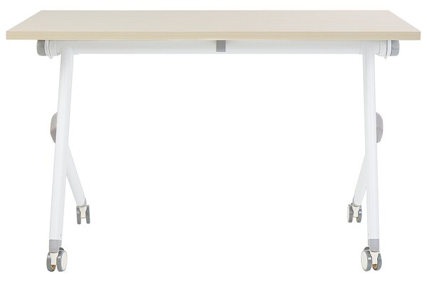 Összecsukható íróasztal BENDI Világosbarna 120 cm 60 cm kerekekkel