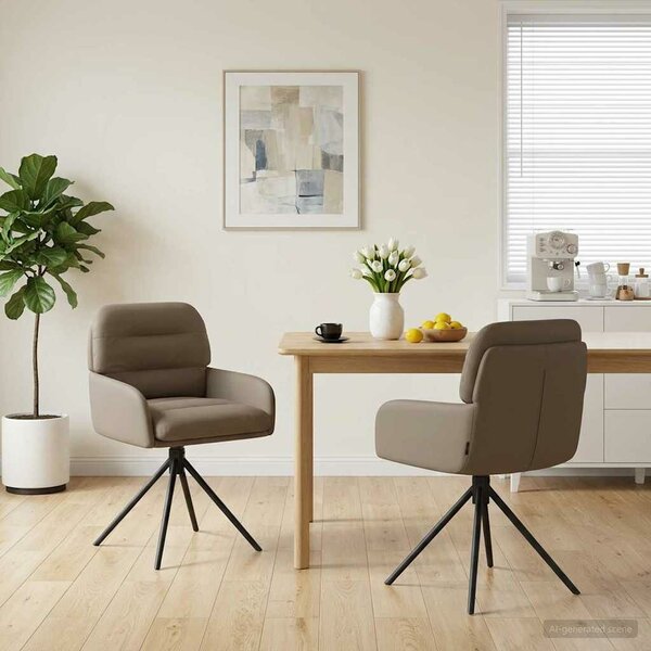 VidaXL Forgós Étkezős Székek 2 db Műbőr Cappuccino 59x59,5x90cm