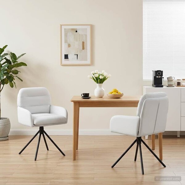 VidaXL Forgós Étkezős Székek 2 db Műbőr Fehér 59 x 59,5 x 90 cm