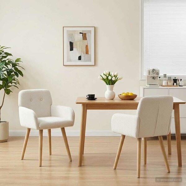 VidaXL Étkező Székek 2 db Bouclé Krémszínű 59 x 57 x 85 cm