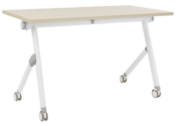 Összecsukható íróasztal BENDI Világosbarna 120 cm 60 cm kerekekkel