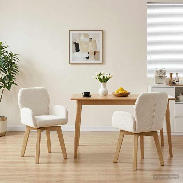 VidaXL Forgós Étkezős Székek 2 db Bouclé Krémszínű 54 x 58 x 87 cm