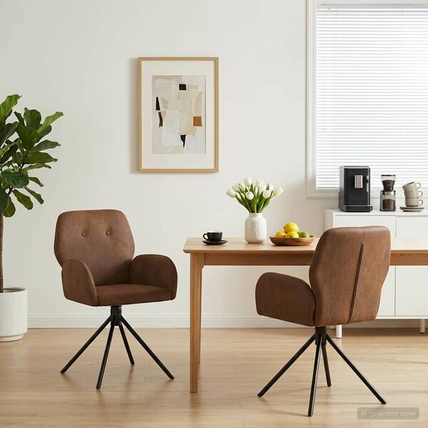 VidaXL Forgós Étkezős Székek 2 db Műsuede Bőr Barna 54 x 55 x 86 cm