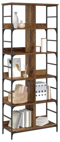 VidaXL Könyvespolc 4 szintes 78,5 x 33 x 188,5 cm fém PB Antik fa